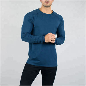 T-shirt de gym à manches longues personnalisé pour hommes en coton coupe ajustée à manches longues avec impression personnalisée Plus Size Option - Product Image 3