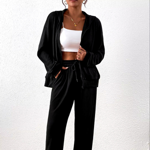 Ensemble de survêtements unisexes 100 % coton pour le sport et les loisirs, respirant, séchage rapide, 2 pièces, confortable, pour l'hiver - Product Image 1