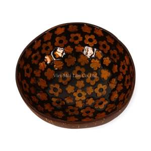 Cuenco de Coco con Incrustaciones de Nácar, Hecho a Mano, Natural, Ecológico, Estilo Bohemio, Decoración Vietnamita para Interiores - Product Image 1