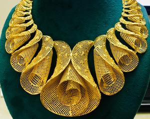 Collares de cobre con diseño de rosa para mujer, joyería encantadora chapada en oro, cadena clásica de caja de la India, boda de Turquía - Product Image 6