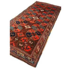 Alfombras de Lana Anudadas a Mano Kiaan de Gran Tamaño, Rectangulares de 9x12, con Patrón Geométrico Abstracto para Entrada, Pasillo, Modelo Paem-166, Rojo Naranja - Product Image 2