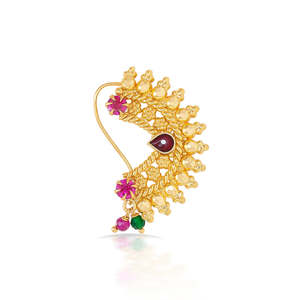 Fancy Gold Nath for Women-Brass <b>Indian</b> Nose <b>Ring</b> - Product Image 2