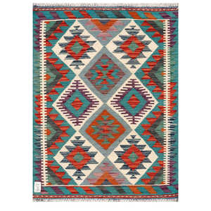 Alfombra Kilim de Maimana, Afganistán, 116 x 85 cm, Tapiz para Colgar en la Pared - Product Image 1