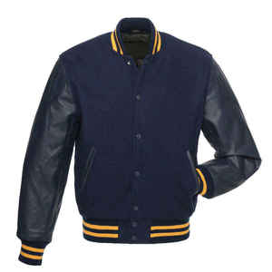 Veste de baseball en cuir véritable à bas prix, manches longues respirantes en laine, style varsity, pour l'hiver - Product Image 2