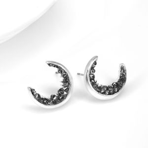 Collar de Oro de 18K con Colgante de Luna, Cristal Negro Druzy, Piedra Lunar en Forma de Media Luna, Collar con Cristal Triturado - Product Image 6