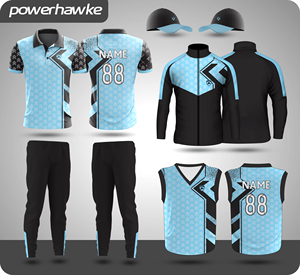 Prohawke Simple y hermoso diseño de impresión uniforme de cricket media manga cuello camiseta Jersey con pantalones - Product Image 1