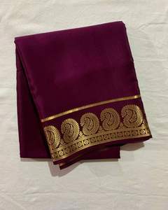 ผ้าไหมวิสโคสแท้สั่งทำพิเศษพร้อมขอบลายแฟนซีสำหรับผู้หญิง มีสินค้าในสต็อกในอินเดีย - Product Image 5