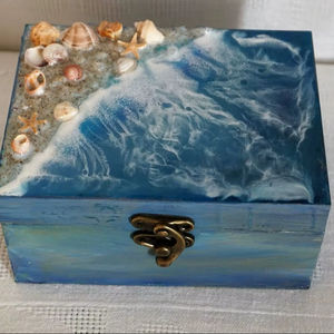 Caja de Joyería Artística de Madera de Resina, Hecha a Mano, Regalo de Boda, Decoración del Hogar, Almacenamiento, Navidad, Día de San Valentín, Fiesta - Product Image 1