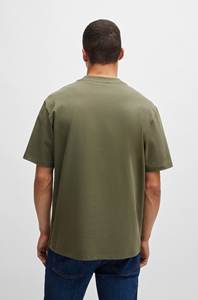 mens olive green <b>plain</b> solid blank casual high crewneck short sleeve <b>tshirt</b> relaxed fit everyday tee top - Product Image 2