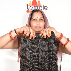 ผมต่อแบบมนุษย์มีหนังกำพร้าเป็นลอนคลื่นลึกสีดำสำหรับผู้หญิงผมธรรมชาติแท้แบบ100% อินเดีย - Product Image 1