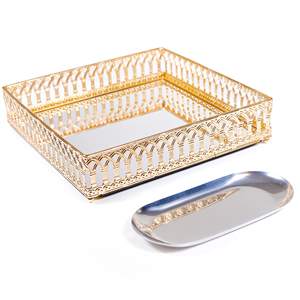 Golden <b>Mirror</b> Tray Beautiful Christmas Decorative Tray Wholesale Custom Home Wedding Decor Luxury <b>Mirror</b> Decoration <b>Gold</b> Tray. - Product Image 6