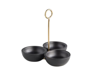 Bol de service en métal doré de forme ronde personnalisée avec plateau de base en bois pour la maison, hôtel, mariage, dessus de table, bol de service - Product Image 3