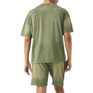 Summer Polyester/Cotton <b>Blend</b> Plus Size Breathable Streetwear Custom Casual Loose Blank Men Two-Piece T-Shirt Short Sets Quick - Product Image 2