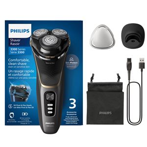 Afeitadora Eléctrica para Hombre con Tecnología de Triple Cuchilla, Uso en Seco y Húmedo, IPX7, Recortadora Extraíble, Base de Carga, Incluye Estuche de Viaje y Repuestos - Product Image 2