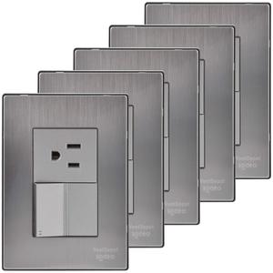 แผ่นติดผนัง, MXIOV-005, 5 ชิ้น, สวิตช์/คอนแทคบันได, 125-250VAC, 10/15A, 50/60Hz, สีเงิน, สแตนเลส/พีซี - Product Image 1
