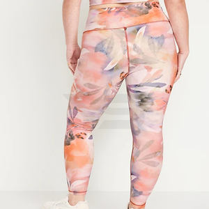 Venta caliente de las mujeres de tiro medio Spandex Crossover elástico Yoga Leggings sólido sublimación impresa para deportes gimnasio Fitness entrenamiento - Product Image 4