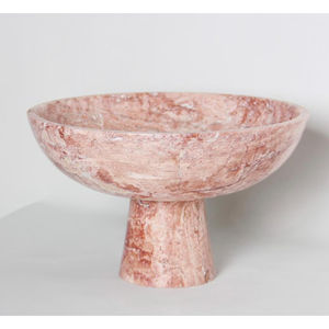 Cuenco de Pedestal de mármol rosa de lujo, cuenco para servir frutas de mármol Natural hecho a mano, mesa elegante moderna, decoración del hogar con acento - Product Image 1