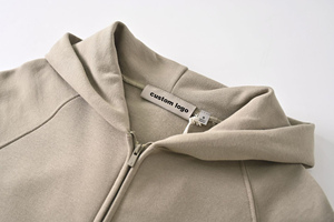 Sweat à capuche pour homme 100% coton avec logo personnalisé, épaules tombantes, double fermeture éclair, sweat à capuche oversize avec fermeture éclair, sweat à capuche lourd pour homme - Product Image 2