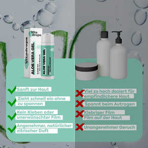 Vitadrops Gel d'aloe vera 93% avec acide hyaluronique et ingrédients végétaux, hydratant pour le visage, le corps et les mains, offre OEM - Product Image 1