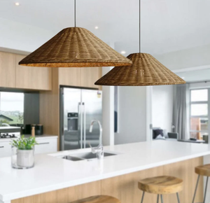 TIEN PHONG TRENDY Wicker Cone Lamp <b>Shade</b> Hanging <b>Rattan</b> Pendant <b>Light</b> - Product Image 3