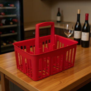 Cesta Portabotellas Stefanplast para 6 Botellas, Color Rojo 42217, Elegante Botellero con Espacio Práctico para 6 Botellas - Product Image 3