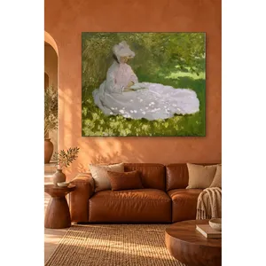 Fida Monet Femme lisant dans l'ombre d'un arbre Impression sur toile - Product Image 2