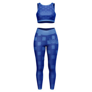 ชุดออกกำลังกายเข้ายิมพลัสไซส์บราเอวยางยืดระบายอากาศได้เลกกิ้งสำหรับวิ่งที่แขนสั้นมีโลโก้ด้านหน้า - Product Image 1