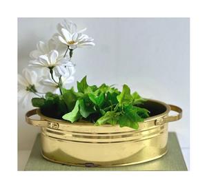 Large Handmade Brass <b>Planter</b> for <b>Indoor</b> Outdoor Use with Durable Construction and Elegant Vintage Detailing - Product Image 1
