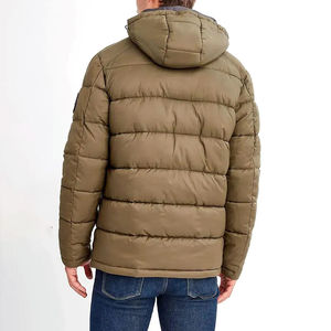 Chaqueta acolchada con cierre de cuello redondo de lona de alta calidad para hombre de diseñador OEM personalizada 2024, abrigo de burbujas de invierno con cremallera High Street - Product Image 4