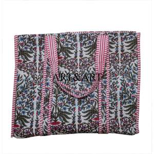 Bolsa de Mano Acolchada Ligera Hecha a Mano con Cierre, Moderna, Elegante, con Estampado de Bloques, Bolsillos Prácticos para Mujer - Product Image 2