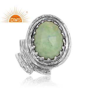 Latest Trending Oxidized Sterling Silver Natural Chrysoprase Gemstone <b>Statement</b> <b>Ring</b> Custom Jewelry Manufacturer - Product Image 3