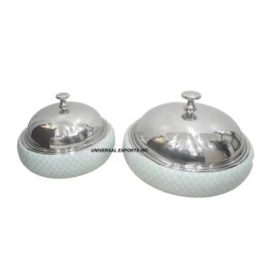 <b>Set</b> of Three Metal And Wooden Hotpot Hotel And Restaurant Food Supplies Casserole Round Shape Tabletop Dinnerware Food Warmer - Product Image 5