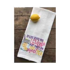 Serviettes de cuisine en coton biologique certifié GOTS, brodées, réutilisables, pour la maison et les voyages, fournisseur en gros, OEM, marque privée, export - Product Image 2