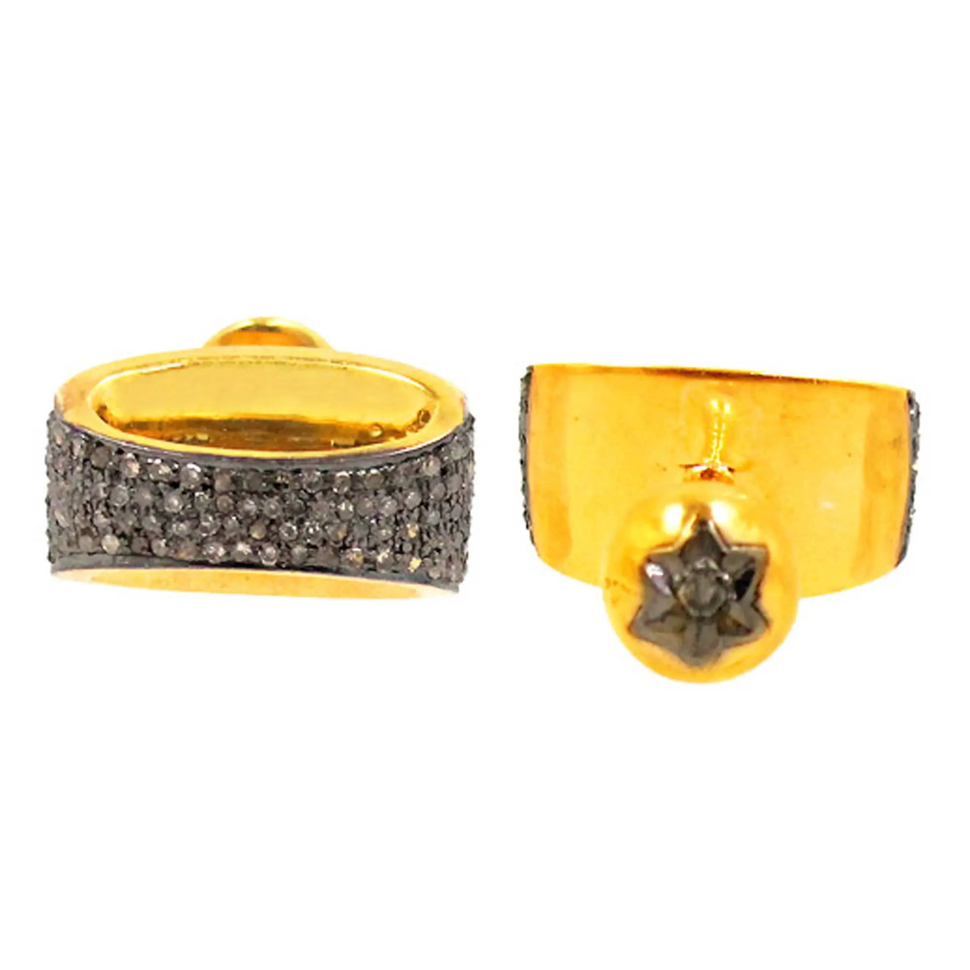 Тонких пластин, покрытое золотом выводов 925 стерлингового серебра бриллиантовое паве запонки для мужчин кольцо с бриллиантом из производитель ювелирных украшений