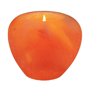 เชิงเทียนเกลือหิมาลายันสีชมพูทรงแอปเปิ้ลโคมไฟทีไลท์หินคริสตัลธรรมชาติสำหรับโยคะและการทำสมาธิ - Product Image 1