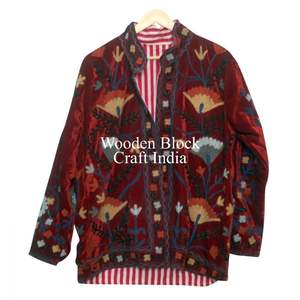 Chaqueta de Invierno de Terciopelo con Bordado Suzani, Chaqueta Vintage Unisex, Ropa Exterior Étnica Chic, Chaqueta Suzani de Estilo Vintage - Product Image 6