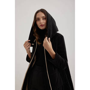 Abrigo Largo Acolchado Vintage de Invierno para Mujer con Capucha y Cierre de Cremallera - Product Image 2