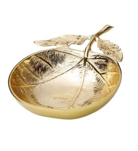 Luxury Metallic Golden Finished Aluminum Luxury <b>Leaf</b> Bowl Modern Design Handmade Lightweight Tabletop Home Hotel Decorative Bowl - Product Image 3