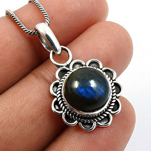 Attrayant Design Tendance Naturel Bleu Flash Labradorite Gemme Forme Ronde Pendentif Bijoux Faits à la Main Prix de Gros Fournisseurs - Product Image 1