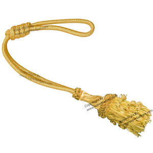 Cordón cruzado pectoral de diseño intrincado para sacerdotes | Cordón cruzado pectoral dorado y azul con borla de lingotes - Product Image 4