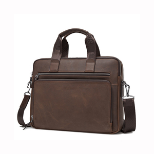 Vintage Natural Leather Briefcase: Customizable Laptop <b>Satchel</b> & Shoulder <b>Bag</b> for <b>Men</b> - Product Image 3