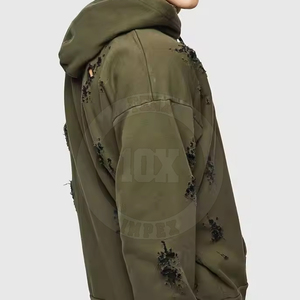 Nueva llegada de secado rápido de tela cómoda desgastada hombres sudaderas con capucha salida de fábrica High Street algodón mezclado sudaderas con capucha - Product Image 3