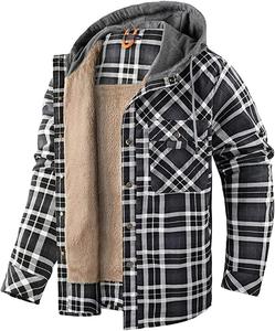 Chemise unie doublée de flanelle polaire Vestes d'automne et d'hiver Chemises pour hommes - Product Image 5