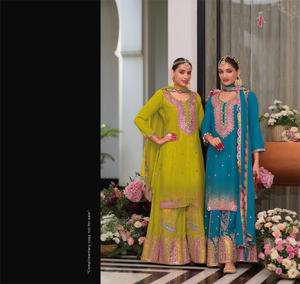 Heavy Chinon Salwar Kameez con trabajo de bordado intrincado, ropa nupcial y de fiesta perfecta para bodas y ocasiones especiales - Product Image 1