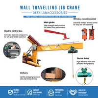 Grue à flèche murale robuste de 1 tonne, montée sur rail mural, avec palan électrique pour la levée sur ligne de production en usine
