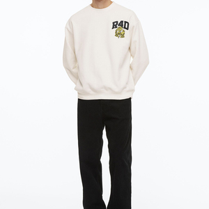 Sweat-shirt à col rond pour homme, sweat-shirt brodé blanc, fabricant 100% coton, sport, streetwear, sweat-shirts unis surdimensionnés - Product Image 2