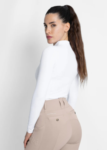 Camiseta deportiva de equitación para mujer, tejido elástico transpirable, ligera, que absorbe la humedad, top ecuestre para montar en verano - Product Image 2