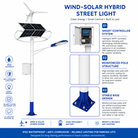 Lampadaire LED hybride solaire-éolien double alimentation, étanche IP65 avec contrôleur MPPT intelligent et batterie LiFePO4 pour routes et jardins