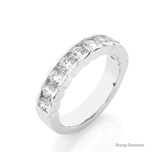 1,5 quilates corte redondo laboratorio cultivado diamante media eternidad conjunto CVD boda banda en oro blanco aniversario anillos de regalo - Product Image 4