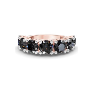 Bague ronde noire raffinée en or massif 14 carats avec diamant de laboratoire de 1,00 carat (tw) couleur noire, clarté VS, 7 diamants, contraste audacieux et spectaculaire - Product Image 2